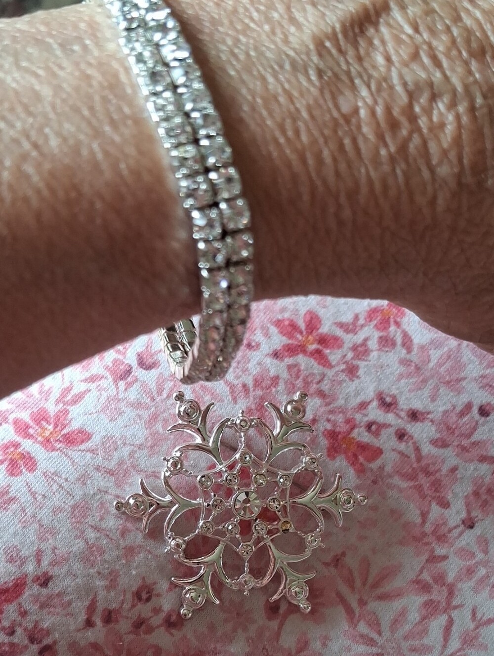 Elegant Silver-Tone Crystal Tennis Bracelet - Women's Bracelet in Silver